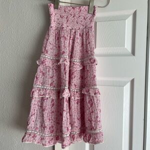 Sunday Saint Tropez girls formal pink smocked maxi skirt